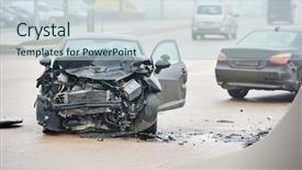  Presentation with accident - Amazing PPT layouts having automobile crash accident on street backdrop and a lemonade colored foreground