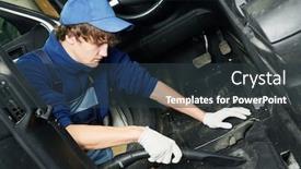  Presentation with car cleaning - PPT theme having automobile-detailing-car-carpet-cleaning background and a dark gray colored foreground