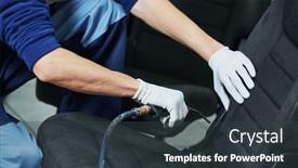  Presentation with compressed air - PPT theme having automobile-detailing-car-seat-cleaning background and a tawny brown colored foreground