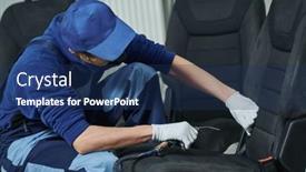  Presentation with compressed air - PPT theme with automobile-detailing-car-seat-cleaning background and a ocean colored foreground