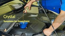  Presentation with service technician - Amazing presentation theme having automobile engine at maintenance repair backdrop and a tawny brown colored foreground