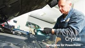  Presentation with vehicle maintenance - Presentation design consisting of automobile engine at maintenance background and a ocean colored foreground