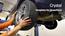  Presentation with automobile engineering - Presentation theme with automobile engineering - mechanic changing a car wheel background and a wine colored foreground