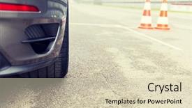  Presentation with car racing - Amazing theme having automobile exhaust - racing motosports extreme and motoring backdrop and a soft green colored foreground