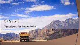  Presentation with ladakh - Amazing slide deck having automobile exhaust - truck driving down the road backdrop and a light blue colored foreground