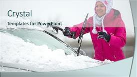  Presentation with car cleaning - Presentation with automobile exhaust - woman cleaning car windshield background and a sky blue colored foreground