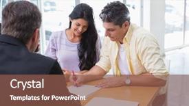  Presentation with contract conferences - Beautiful slide deck featuring automobile finance - smiling couple signing a contract backdrop and a tawny brown colored foreground