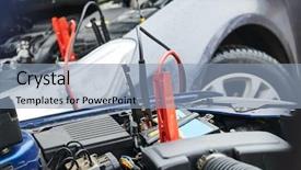  Presentation with automobile - Presentation theme with automobile help booster jumper cables background and a light blue colored foreground