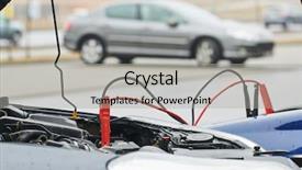  Presentation with automobile - Colorful presentation enhanced with automobile help booster jumper cables backdrop and a light gray colored foreground