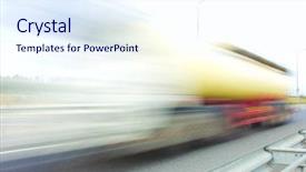  Presentation with empty road motion blur - Presentation design having commercial vehicles - motion blur truck background and a sky blue colored foreground