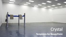  Presentation with diagnostics - Audience pleasing PPT layouts consisting of single lift in car service garage with a blue floor equipment for diagnostics of car backdrop and a gray colored foreground