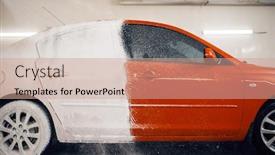  Presentation with car wash - Presentation featuring automobile-is-half-in-foam background and a coral colored foreground