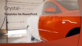  Presentation with car wash - Beautiful theme featuring automobile-is-half-in-foam backdrop and a coral colored foreground
