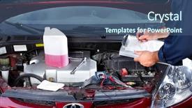  Presentation with mechanic shop - Colorful PPT theme enhanced with automobile maintenance - hands of mechanic working backdrop and a ocean colored foreground