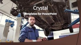  Presentation with manufacturing - Slides enhanced with automobile manufacturing - auto mechanic with a wrench background and a tawny brown colored foreground