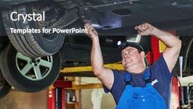  Presentation with suspension - PPT layouts having automobile mechanic checks car suspension background and a  colored foreground