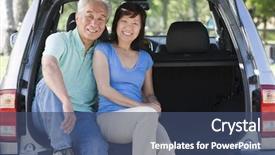  Presentation with automobile - Theme consisting of automobile mpv - couple sitting in back background and a ocean colored foreground