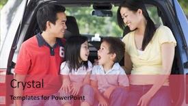  Presentation with family - Cool new slides with automobile mpv - family sitting in back backdrop and a red colored foreground
