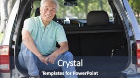  Presentation with automobile - PPT theme with automobile mpv - man sitting in back background and a ocean colored foreground