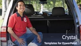  Presentation with automobile - Colorful slides enhanced with automobile mpv - man sitting in back backdrop and a tawny brown colored foreground