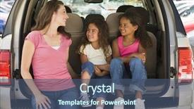  Presentation with helping others two hands woman - Slide deck featuring automobile mpv - woman with two young girls background and a ocean colored foreground