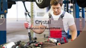  Presentation with mechanic tools - Audience pleasing slides consisting of automobile part - young mechanic with tools backdrop and a coral colored foreground