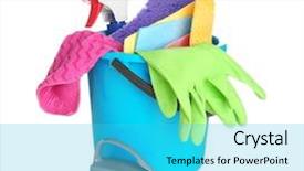  Presentation with car cleaning - Audience pleasing theme consisting of automobile product - bucket with car cleaning tools backdrop and a cyan colored foreground