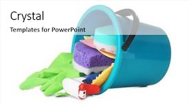  Presentation with car cleaning - Slide deck enhanced with automobile product - bucket with car cleaning tools background and a white colored foreground