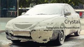  Presentation with foam - Colorful PPT theme enhanced with automobile product - car washing concept car backdrop and a soft green colored foreground