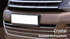  Presentation with car parking system - PPT theme consisting of automobile product - parked car closeup background and a tawny brown colored foreground