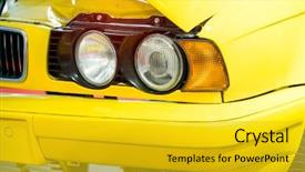  Presentation with radiator car - Audience pleasing PPT theme consisting of automobile radiator - red automotive front end headlight backdrop and a gold colored foreground