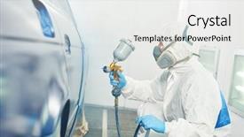  Presentation with car industry - Slide deck consisting of automobile repairman painter in protective background and a white colored foreground