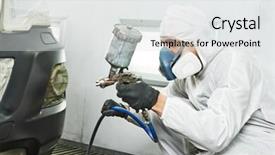  Presentation with automobile - Colorful presentation enhanced with automobile repairman painter painting car backdrop and a white colored foreground