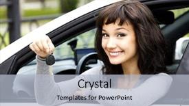  Presentation with solar car sunshade - Presentation theme consisting of automobile sales - pretty girl showing the car background and a light blue colored foreground