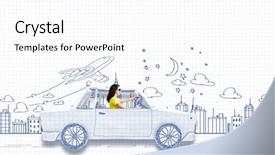  Presentation with woman car driver map - Beautiful PPT theme featuring cupcaces on plate on buffet table colorful beautiful cupcakes with cream backdrop and a gray colored foreground