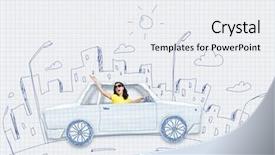  Presentation with car - Presentation theme having famous prison by alcatraz island - san francisco background and a light gray colored foreground.