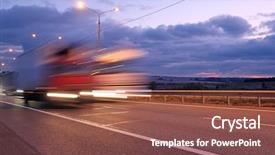  Presentation with supply chain - Colorful presentation design enhanced with automobile supply chain - truck on a highway backdrop and a tawny brown colored foreground