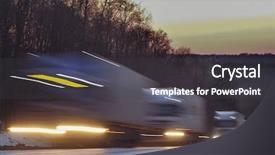 Presentation with trucks - Slide deck featuring automobile supply chain - trucks on a highway background and a dark gray colored foreground