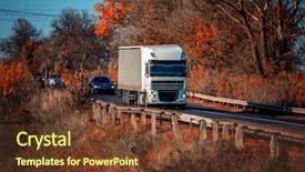  Presentation with rural road - Beautiful PPT theme featuring automobile trucks - arriving white truck backdrop and a tawny brown colored foreground
