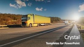  Presentation with rural road - Beautiful slide set featuring automobile trucks - arriving white truck backdrop and a tawny brown colored foreground