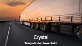  Presentation with cargo transportation - Cool new slides with automobile trucks - truck with container on highway backdrop and a dark gray colored foreground