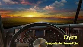  Presentation with truck - Cool new slide deck with automobile trucks - view of the road backdrop and a wine colored foreground