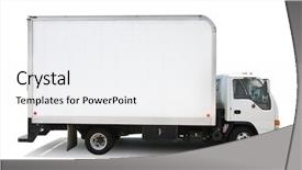  Presentation with truck - Beautiful presentation theme featuring automobile trucks - white delivery truck isolated backdrop and a white colored foreground