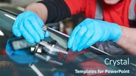  Presentation with crack glass - Slide deck having automobile-windshield-glass-repair-service background and a ocean colored foreground
