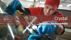  Presentation with crack glass - PPT theme having automobile-windshield-glass-repair-service background and a tawny brown colored foreground