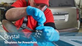  Presentation with crack glass - Presentation theme with automobile-windshield-glass-repair-service background and a teal colored foreground