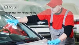  Presentation with windshield - Cool new PPT theme with automobile-windshield-glass-repair-service backdrop and a light gray colored foreground