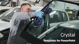  Presentation with windshield - Presentation theme with automobile-windshield-or-windscreen-replacement background and a tawny brown colored foreground