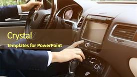  Presentation with caring hands - PPT theme enhanced with automotive companies - male hands driving car background and a  colored foreground