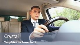  Presentation with driving - Amazing presentation theme having automotive companies - young businessman driving car backdrop and a ocean colored foreground